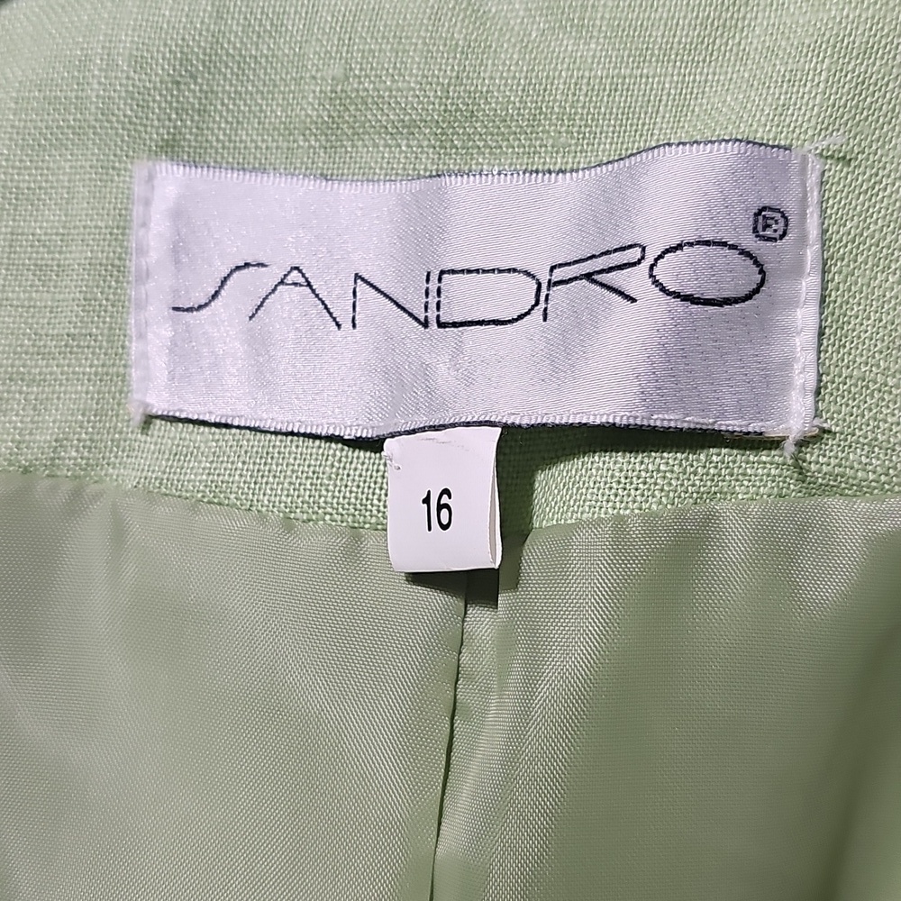 Sandro Light Green Linen Blazer Size 16 New - Picture 4 of 7